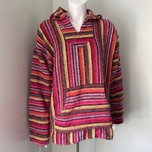 SUNSPECS Pink Rainbow Hooded Striped Pullover